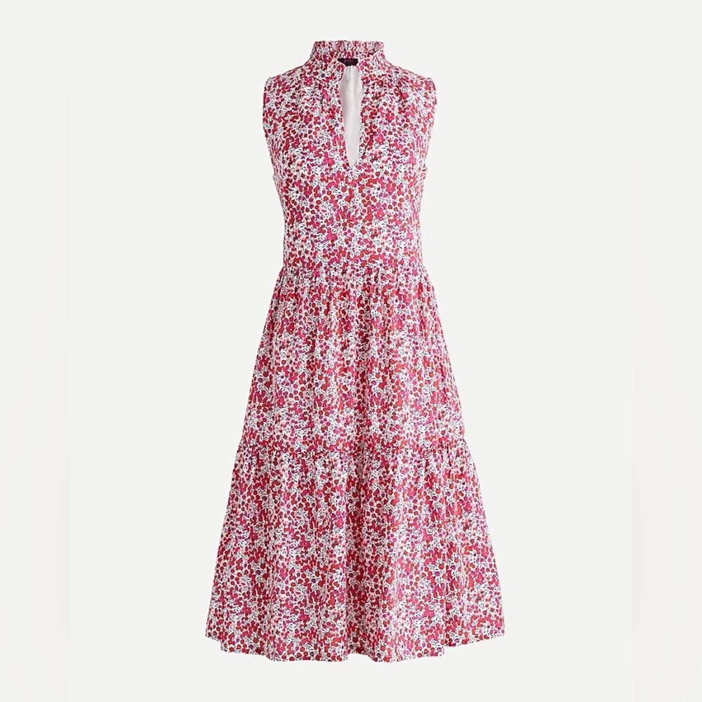 J. Crew Rebecca Liberty Cherry Blossom Tiered Cotton Dress Size Medium